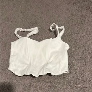 White Ribbed Crop Top